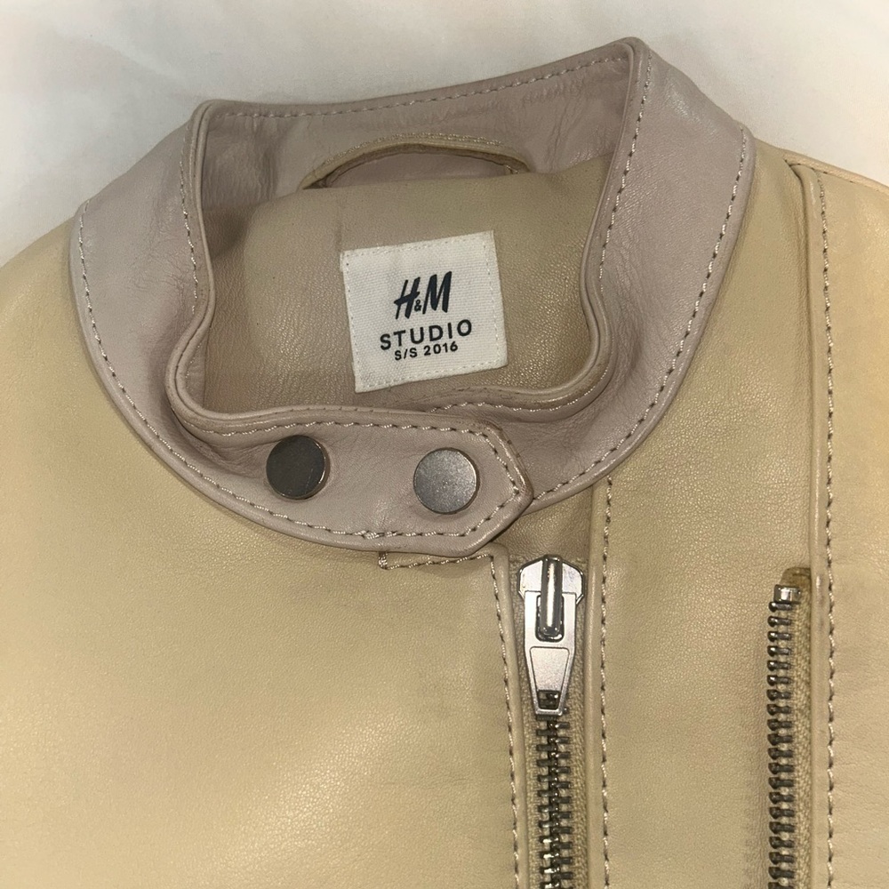 H&M Studio Cream Leather Jacket